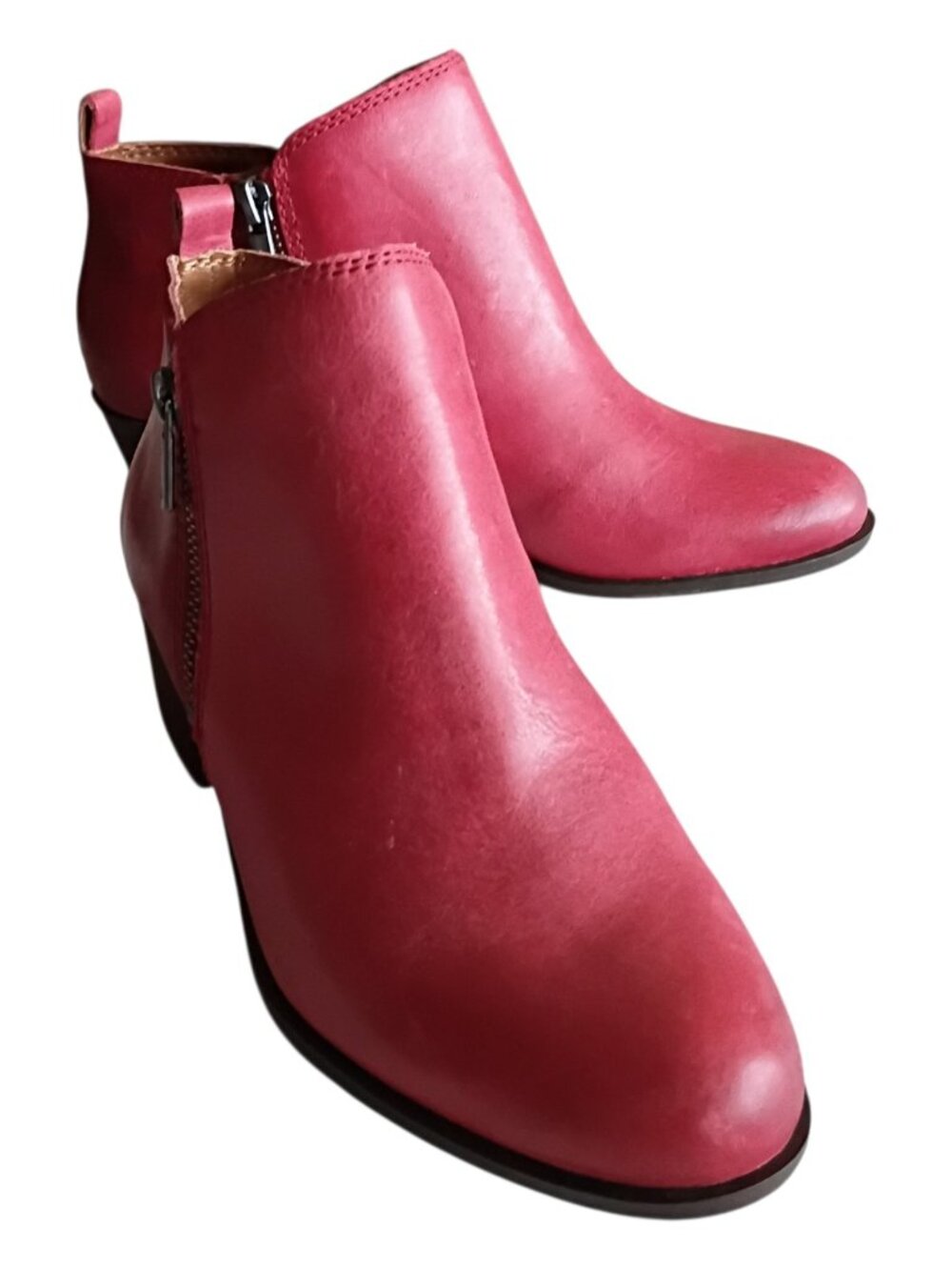 LUCKY BRAND Women's Basel Ankle Boots Red Leather Sz 7M - Picture 7 of 12